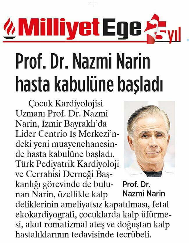 çocuk kardiyoloji uzmanı profesör nazmi narin İzmir' de